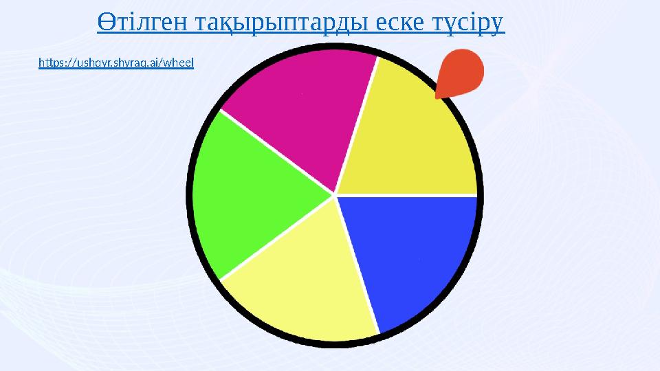 https://ushqyr.shyraq.ai/wheel Өтілген тақырыптарды еске түсіру