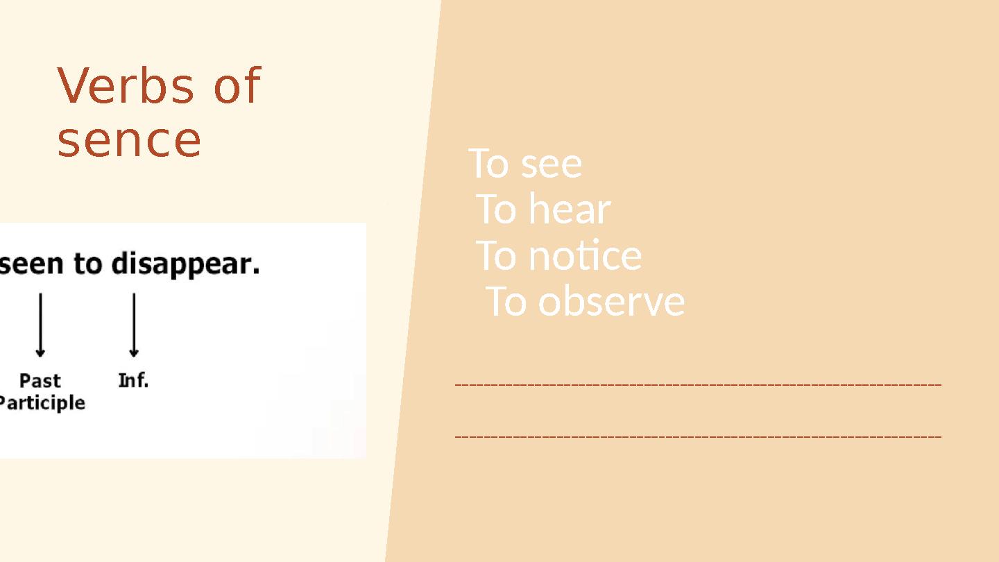 Verbs of sence To see To hear To notice To observe