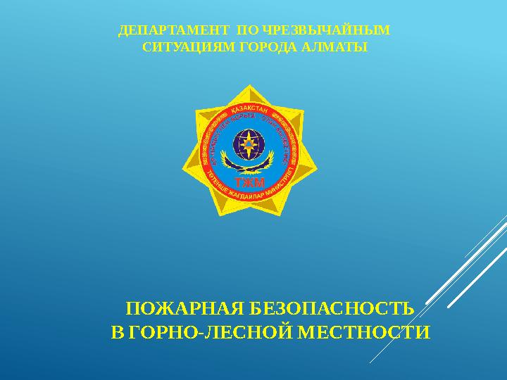 ДЕПАРТАМЕНТ ПО ЧРЕЗВЫЧАЙНЫМ СИТУАЦИЯМ ГОРОДА АЛМАТЫ ПОЖАРНАЯ БЕЗОПАСНОСТЬ В ГОРНО-ЛЕСНОЙ МЕСТНОСТИ