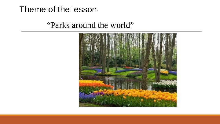 “Parks around the world” Theme of the lesson: