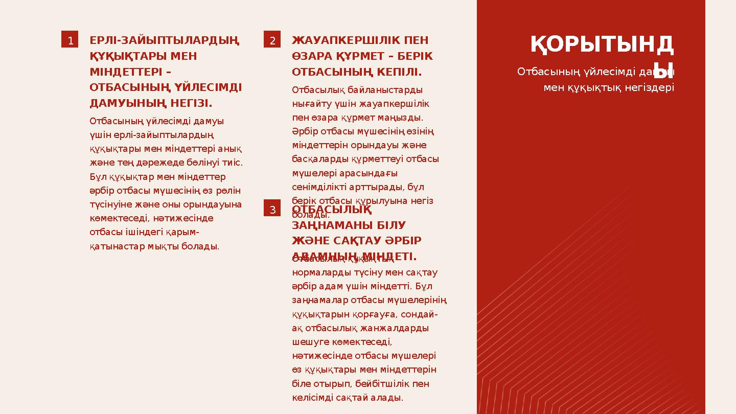 1ЕРЛІ-ЗАЙЫПТЫЛАРДЫҢ ҚҰҚЫҚТАРЫ МЕН МІНДЕТТЕРІ – ОТБАСЫНЫҢ ҮЙЛЕСІМДІ ДАМУЫНЫҢ НЕГІЗІ. Отбасының үйлесімді дамуы үшін ерлі-зай