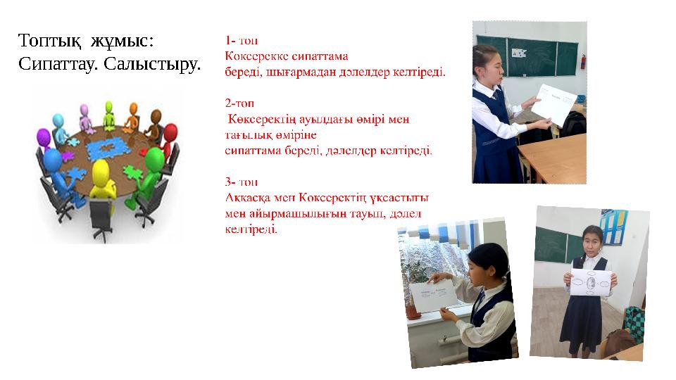 Топтық жұмыс: Сипаттау. Салыстыру. Топтық жұмыс: Сипаттау. Салыстыру.