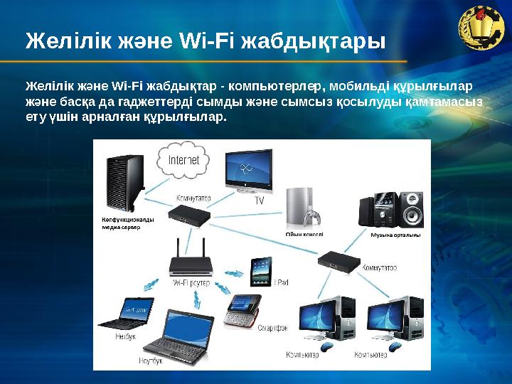 Желілік және Wi-Fi жабдықтары Желілік және Wi-Fi жабдықтар - компьютерлер, мобильді құрылғылар және басқа да гаджеттерді сымды