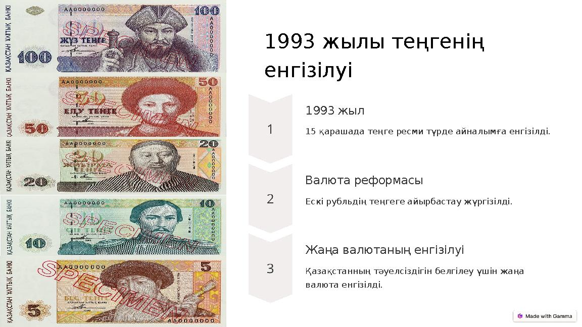 1993 жылы теңгенің енгізілуі 1993 жыл 15 қарашада теңге ресми түрде айналымға енгізілді. Валюта реформасы Ескі рубльдің теңгеге 1993 жылы теңгенің енгізілуі 1993 жыл 15 қарашада теңге ресми түрде айналымға енгізілді. Валюта реформасы Ескі рубльдің теңгеге