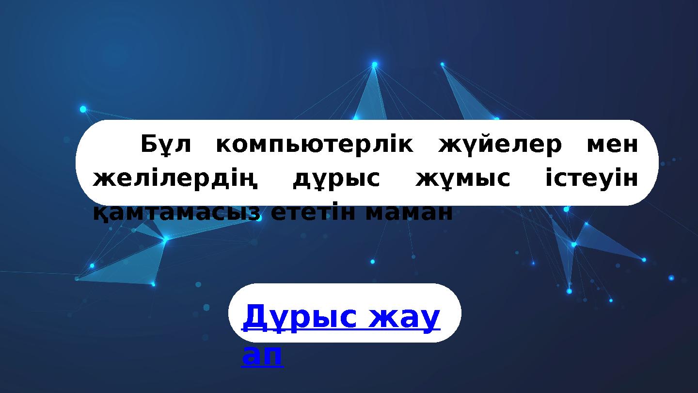 Бұл компьютерлік жүйелер мен желілердің дұрыс жұмыс істеуін қамтамасыз ететін маман Дұрыс жау ап