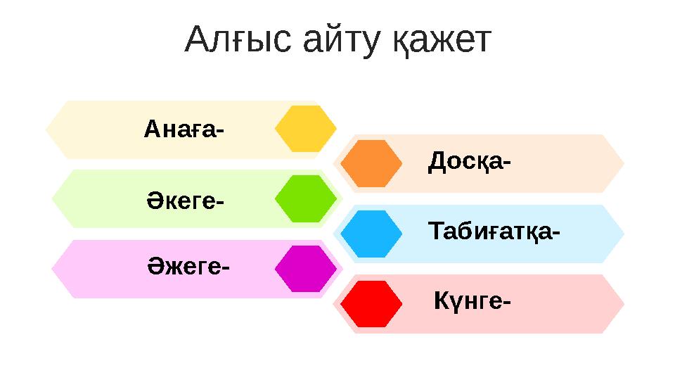 Алғыс айту қажет Досқа- Табиғатқа- Күнге- Анаға- Әкеге- Әжеге-