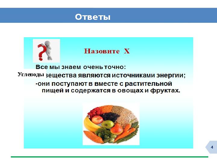 4 Ответы Углеводы