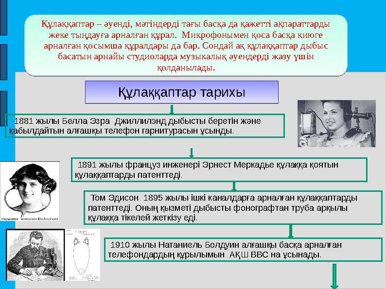 Құлаққаптар – әуенді, мәтіндерді тағы басқа да қажетті ақпараттарды жеке тыңдауға арналған құрал. Микрофонымен қоса басқа киюг Құлаққаптар – әуенді, мәтіндерді тағы басқа да қажетті ақпараттарды жеке тыңдауға арналған құрал. Микрофонымен қоса басқа киюг