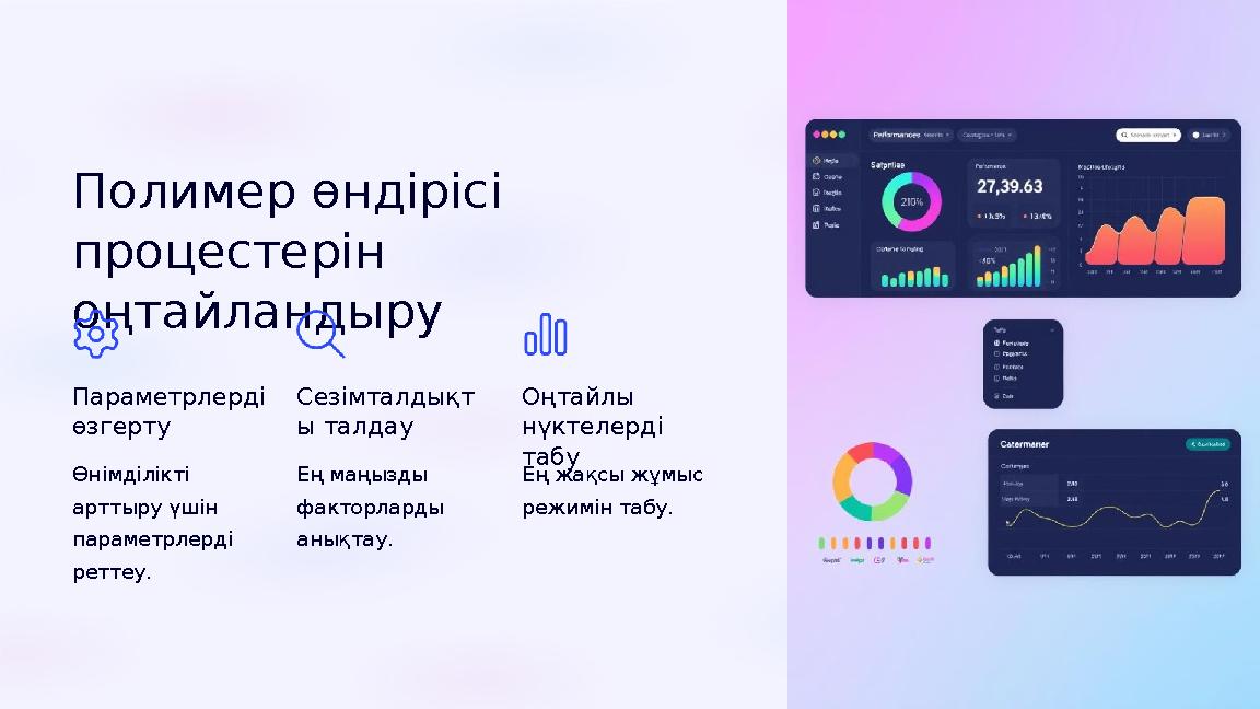 Полимер өндірісі процестерін оңтайландыру Параметрлерді өзгерту Өнімділікті арттыру үшін параметрлерді реттеу. Сезімталды