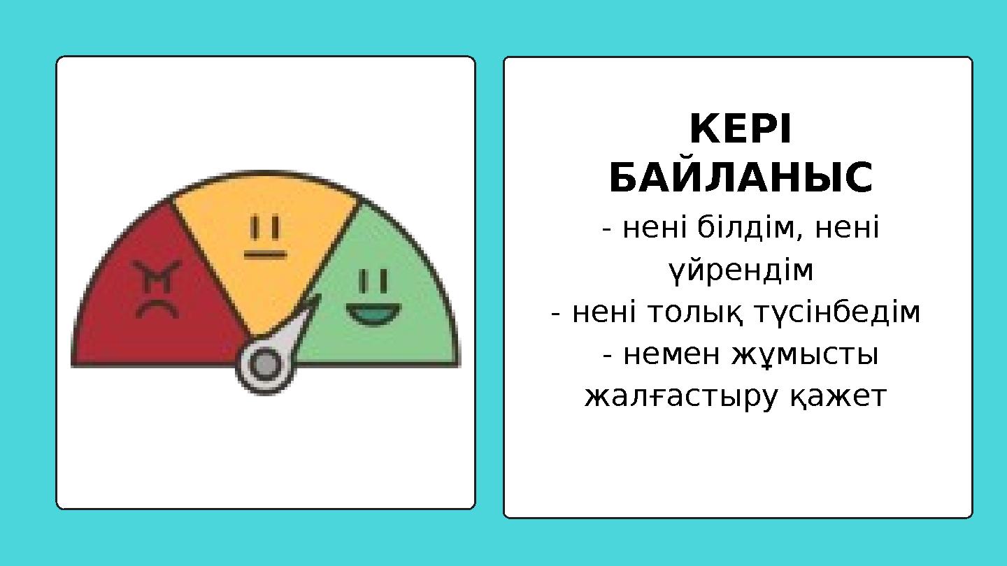 КЕРІ БАЙЛАНЫС - нені білдім, нені үйрендім - нені толық түсінбедім - немен жұмысты жалғастыру қажет