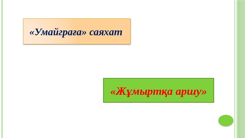 «Умайграға» саяхат «Жұмыртқа аршу»