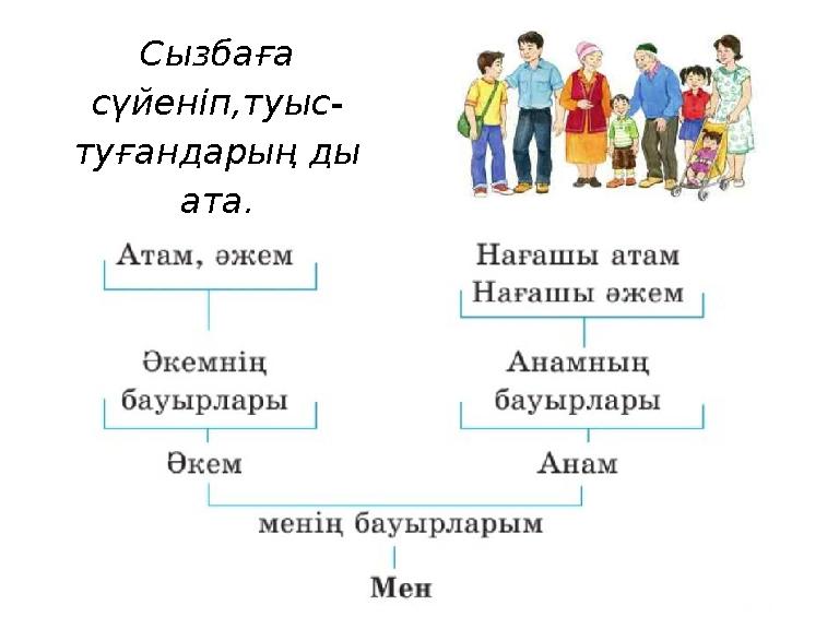 Сызбаға сүйеніп,туыс- туғандарың ды ата.
