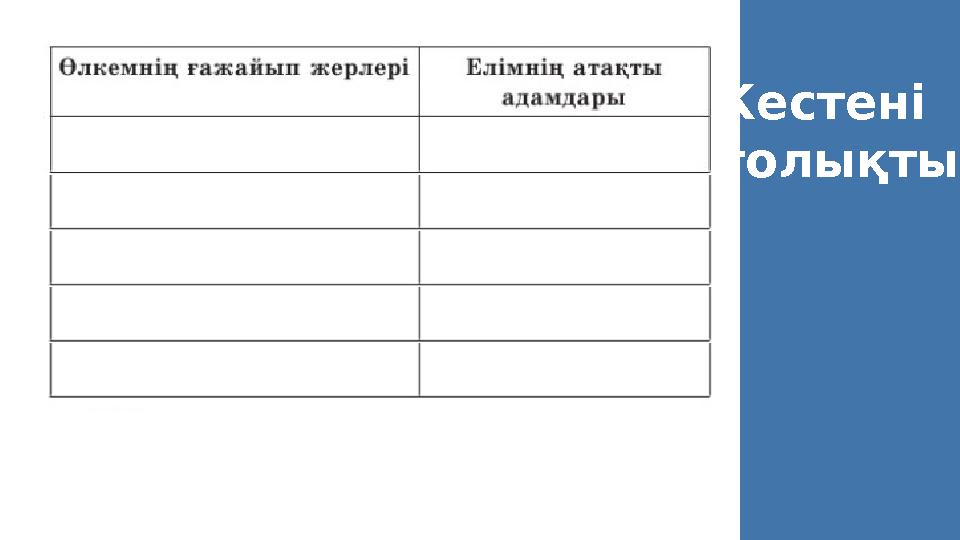 Кестені толықтыр