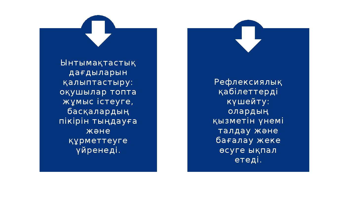 Ынтымақтастық дағдыларын қалыптастыру: оқушылар топта жұмыс істеуге, басқалардың пікірін тыңдауға және құрметтеуге үйре