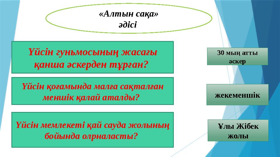 «Алтын сақа» әдісі Үйсін гуньмосының жасағы қанша әскерден тұрған? Үйсін қоғамында малға сақталған меншік