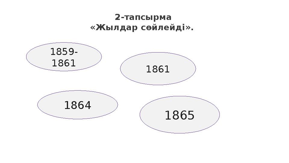 2-тапсырма «Жылдар с өйлейді». 1859- 1861 1861 1864 1865