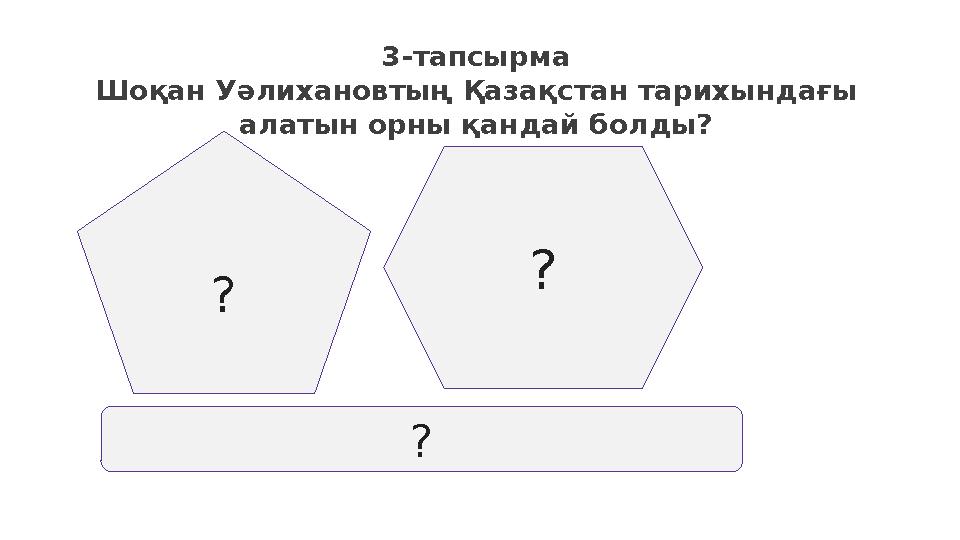 3-тапсырма Шоқан Уәлихановтың Қазақстан тарихындағы алатын орны қандай болды? ? ? ?