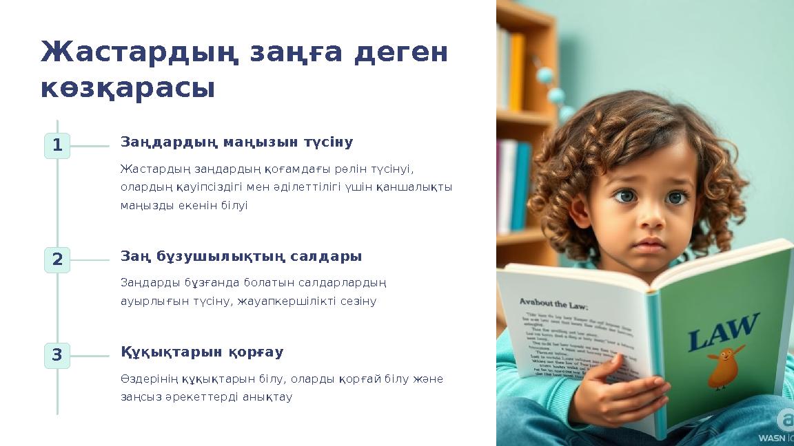 Жастардың заңға деген көзқарасы 1 Заңдардың маңызын түсіну Жастардың заңдардың қоғамдағы рөлін түсінуі, олардың қауіпсіздігі м