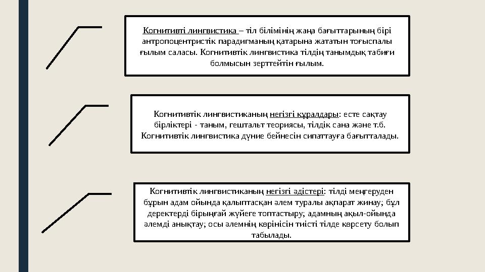 Когнитивті лингвистика – тіл білімінің жаңа бағыттарының бірі антропоцентристік парадигманың қатарына жататын тоғыспалы ғылым