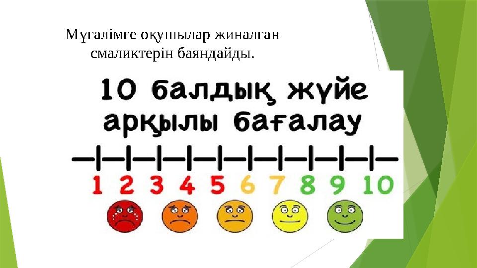Мұғалімге оқушылар жиналған смаликтерін баяндайды.