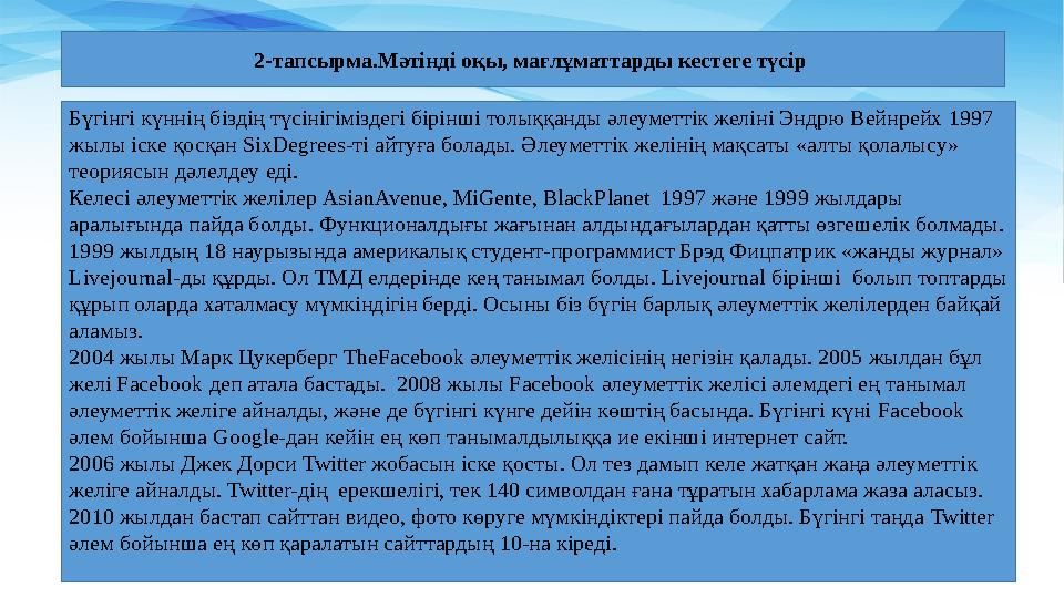 Бүгінгі күннің біздің түсінігіміздегі бірінші толыққанды әлеуметтік желіні Эндрю Вейнрейх 1997 жылы іске қосқан SixDegrees-ті а Бүгінгі күннің біздің түсінігіміздегі бірінші толыққанды әлеуметтік желіні Эндрю Вейнрейх 1997 жылы іске қосқан SixDegrees-ті а