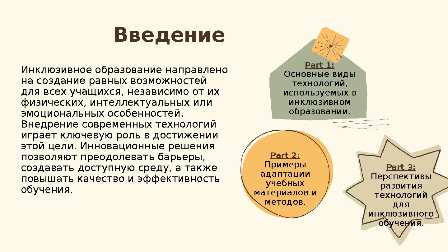 Part 3: Перспективы развития технологий для инклюзивного обучения. Введение Инклюзивное образование направлено на создание
