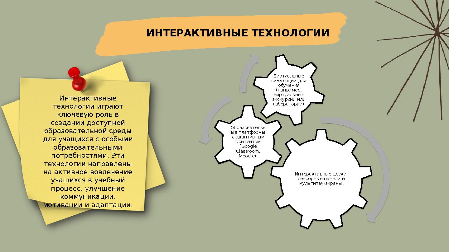 ИНТЕРАКТИВНЫЕ ТЕХНОЛОГИИ Интерактивные технологии играют ключевую роль в создании доступной образовательной среды для учащи