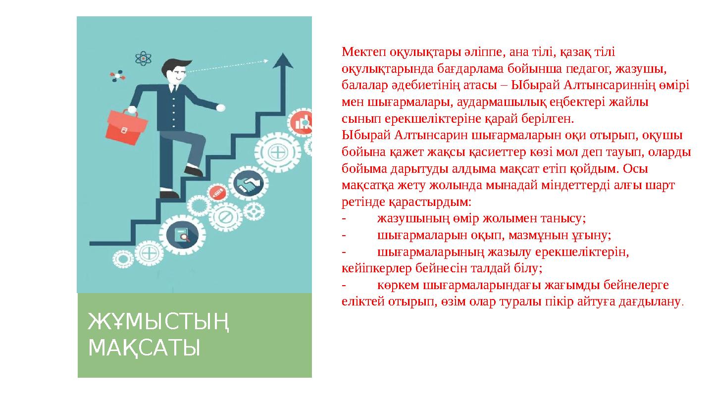 ЖҰМЫСТЫҢ МАҚСАТЫ Мектеп оқулықтары әліппе, ана тілі, қазақ тілі оқулықтарында бағдарлама бойынша педагог, жазушы, балалар әде