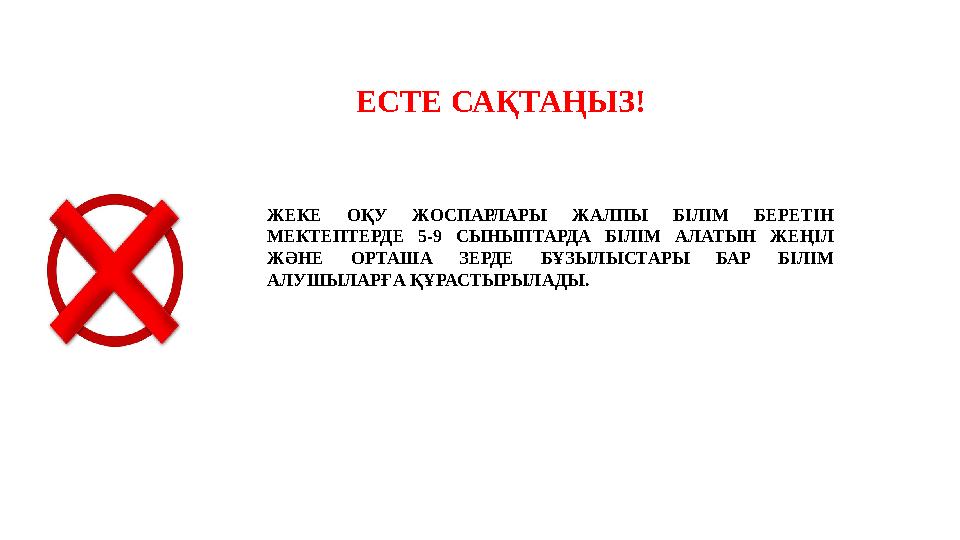 ЖЕКЕ ОҚУ ЖОСПАРЛАРЫ ЖАЛПЫ БІЛІМ БЕРЕТІН МЕКТЕПТЕРДЕ 5-9 СЫНЫПТАРДА БІЛІМ АЛАТЫН ЖЕҢІЛ ЖӘНЕ ОРТАША ЗЕРДЕ БҰЗЫЛЫСТАРЫ БАР БІЛІМ