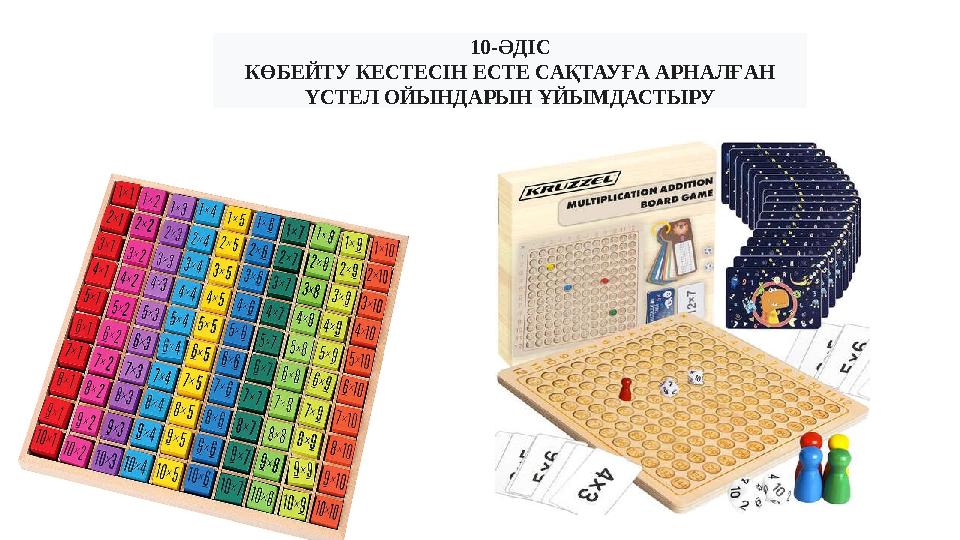 10-ӘДІС КӨБЕЙТУ КЕСТЕСІН ЕСТЕ САҚТАУҒА АРНАЛҒАН ҮСТЕЛ ОЙЫНДАРЫН ҰЙЫМДАСТЫРУ