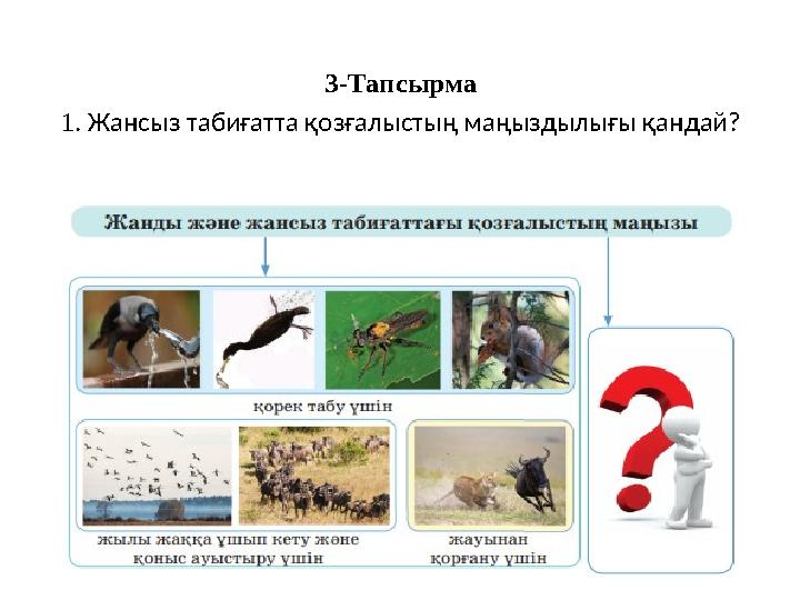 3-Тапсырма 1. Жансыз табиғатта қозғалыстың маңыздылығы қандай?