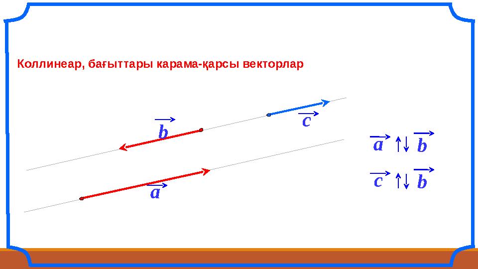 a b c ba Коллинеар, бағыттары карама-қарсы векторлар bc