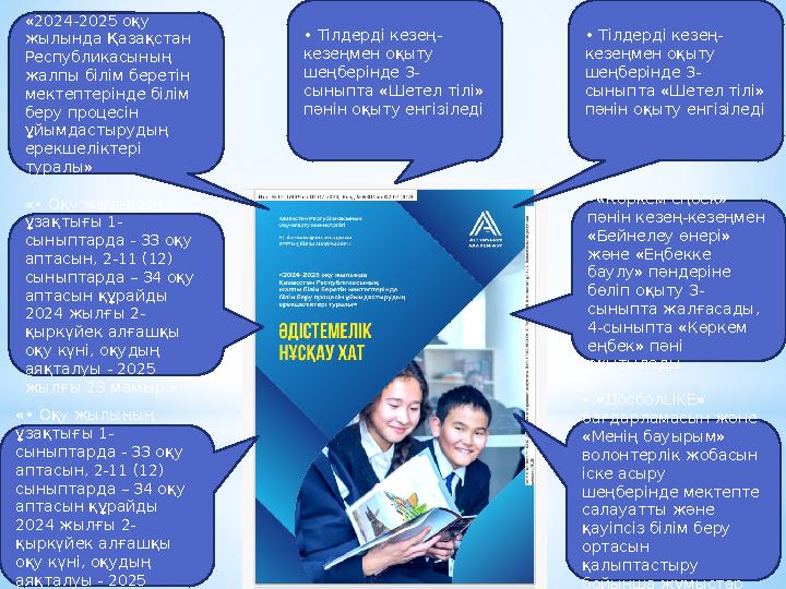 «2024-2025 оқу жылында Қазақстан Республикасының жалпы білім беретін мектептерінде білім беру процесін ұйымдастырудың ере