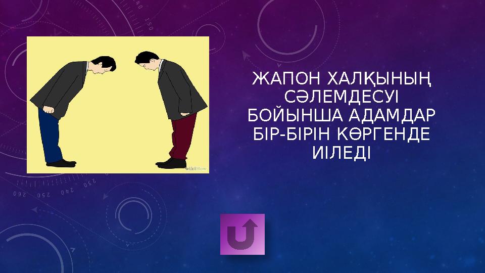 ЖАПОН ХАЛҚЫНЫҢ СӘЛЕМДЕСУІ БОЙЫНША АДАМДАР БІР-БІРІН КӨРГЕНДЕ ИІЛЕДІ