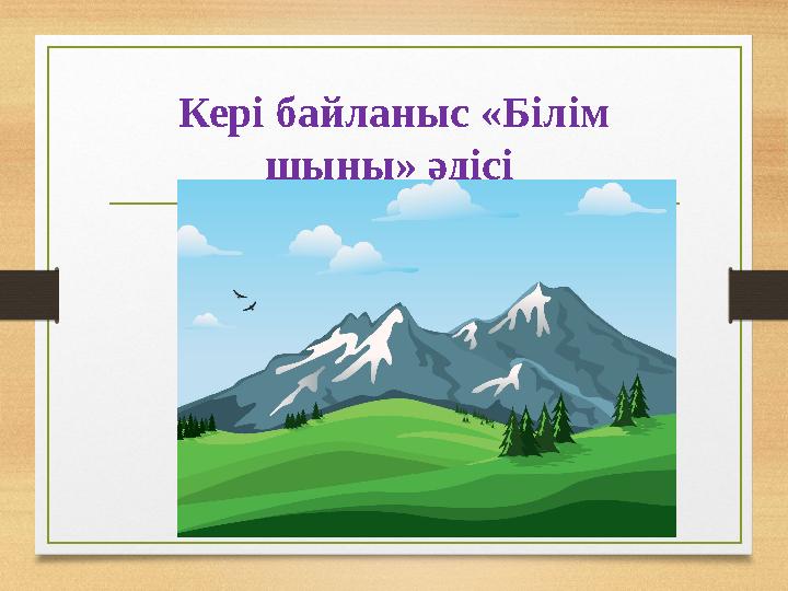 Кері байланыс «Білім шыңы» әдісі