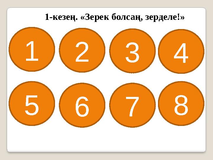 1-кезең. «Зерек болсаң, зерделе!» 1234 5678