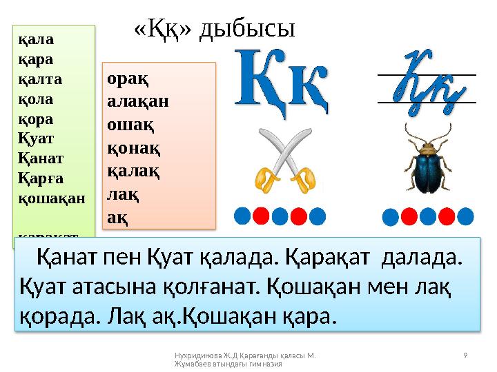Нухридинова Ж.Д Қарағанды қаласы М. Жұмабаев атындағы гимназия 9 қала қара қалта қола қора Қуат Қанат Қарға қошақан қар