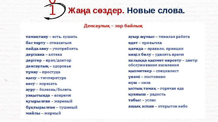 0 1Жаңа сөздер. Новые слова.