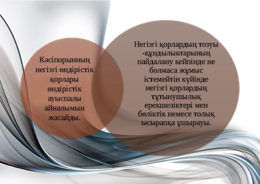 Кәсіпорынның негізгі өндірістік қорлары өндірістік ауыспалы айналымын жасайды. Негізгі қорлардың тозуы -құндылыктарының Кәсіпорынның негізгі өндірістік қорлары өндірістік ауыспалы айналымын жасайды. Негізгі қорлардың тозуы -құндылыктарының