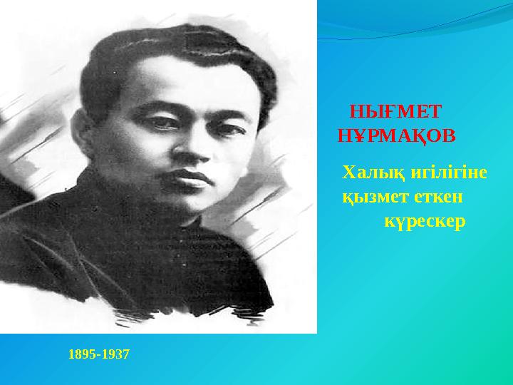Халық игілігіне қызмет еткен күрескер 1895-1937 НЫҒМЕТ НҰРМАҚОВ