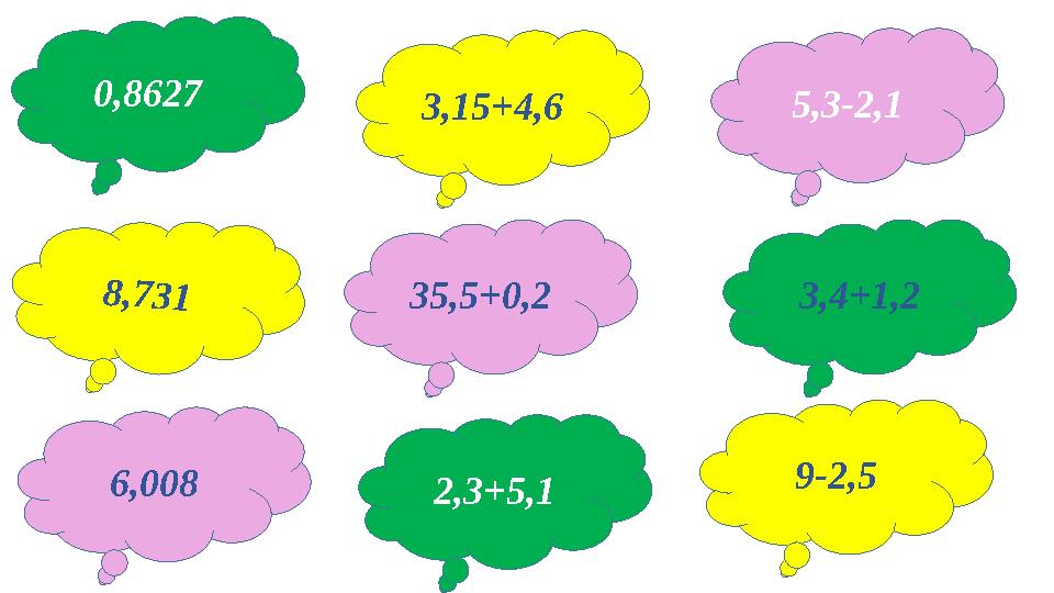 0,8627 8,731 6,008 3,4+1,2 9-2,5 5,3-2,1 2,3+5,1 3,15+4,6 35,5+0,2