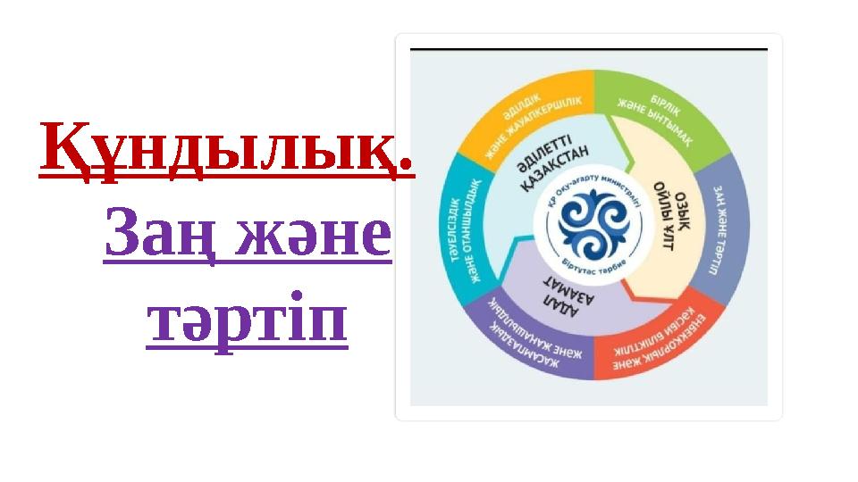 Құндылық. Заң және тәртіп