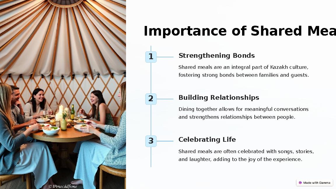 Importance of Shared Meals 1 Strengthening Bonds Shared meals are an integral part of Kazakh culture, fostering strong bonds b Importance of Shared Meals 1 Strengthening Bonds Shared meals are an integral part of Kazakh culture, fostering strong bonds b