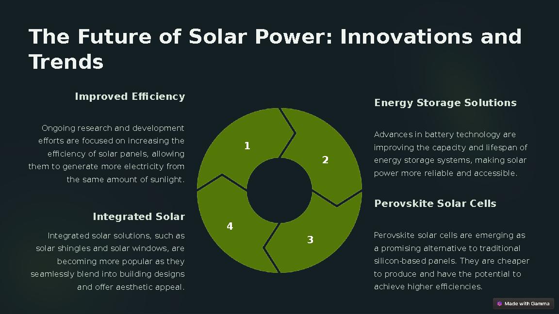 The Future of Solar Power: Innovations and Trends Improved Efficiency Ongoing research and development efforts are focused on