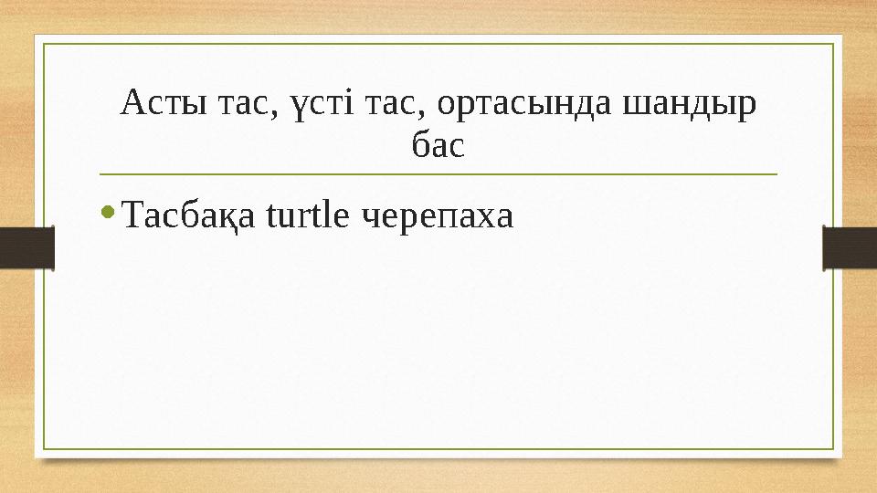 Асты тас, үсті тас, ортасында шандыр бас •Тасбақа turtle черепаха Асты тас, үсті тас, ортасында шандыр бас •Тасбақа turtle черепаха