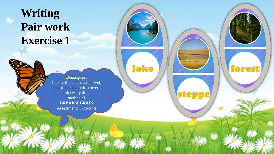 Writing Pair work Exercise 1 Descriptor: -look at the picture attentively -put the icons to the correct places by th Writing Pair work Exercise 1 Descriptor: -look at the picture attentively -put the icons to the correct places by th