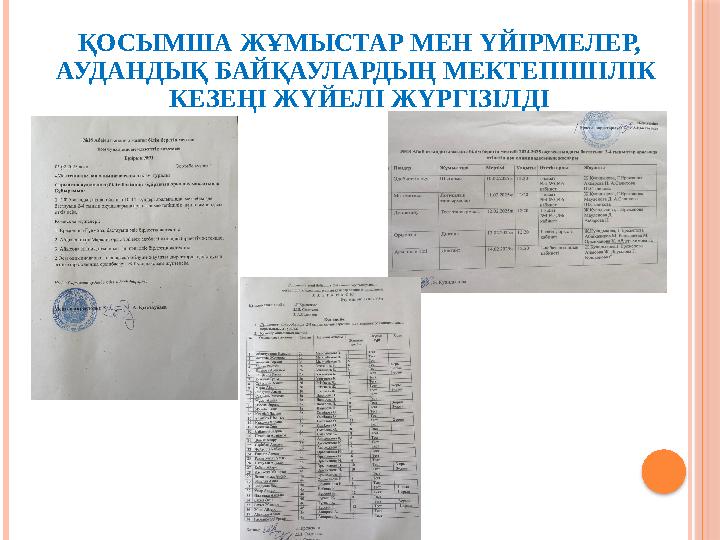 ҚОСЫМША ЖҰМЫСТАР МЕН ҮЙІРМЕЛЕР, АУДАНДЫҚ БАЙҚАУЛАРДЫҢ МЕКТЕПІШІЛІК КЕЗЕҢІ ЖҮЙЕЛІ ЖҮРГІЗІЛДІ