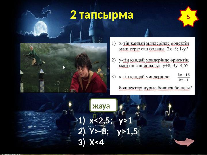 © FokinaLida 2 тапсырма 5 жауа п 1)х<2,5; y>1 2)Y>-8; y>1,5 3)X<4