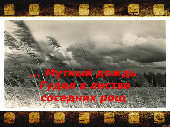 ... Мутный дождь Гудел в листве соседних рощ