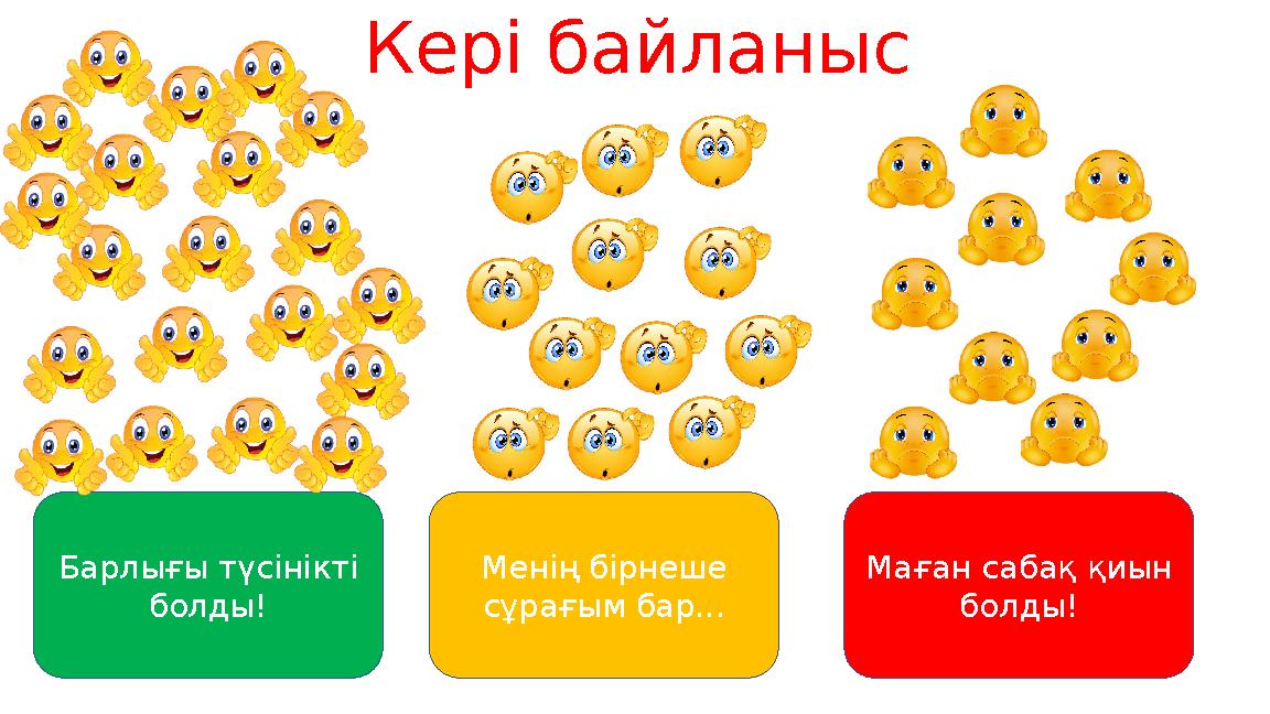 Барлығы түсінікті болды! Менің бірнеше сұрағым бар... Маған сабақ қиын болды! Кері байланыс